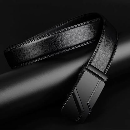 Men's Black PU Belt with Automatic Buckle