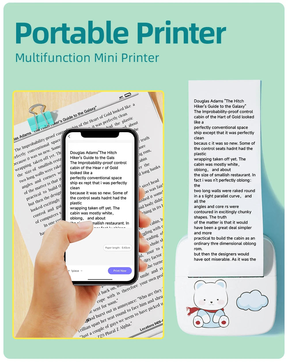 Mini Bluetooth Label Printer – 57mm Thermal, 1200mAh, No Ink Needed