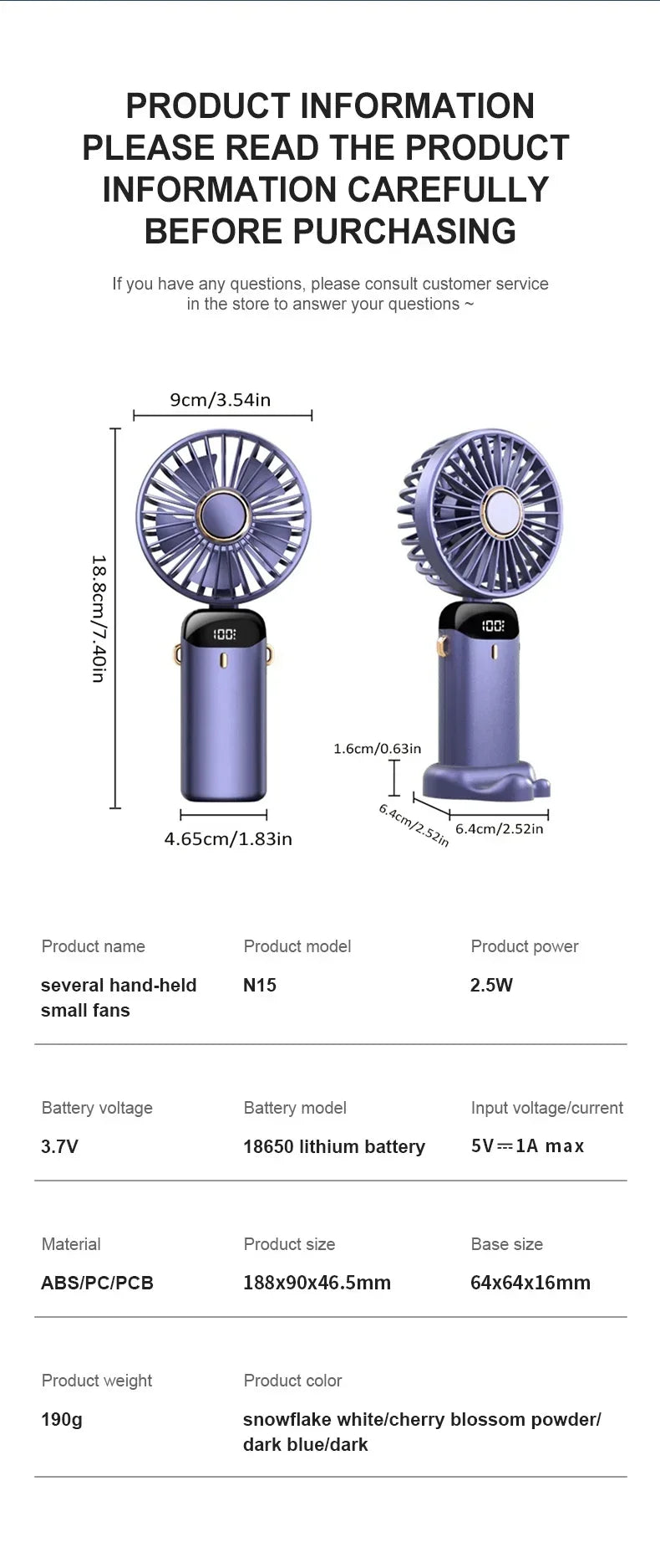 5-Speed Rechargeable Folding Handheld Fan