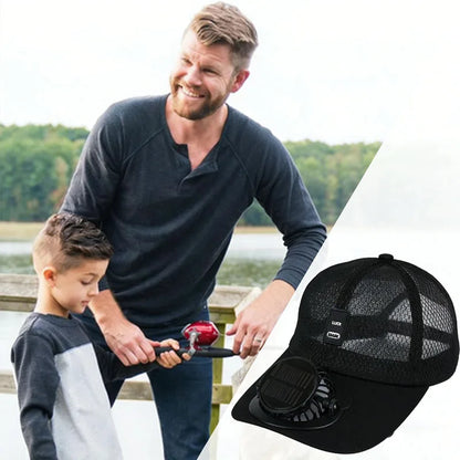 Solar Fan Cap — Breathable Outdoor Hat with USB & Solar Charging