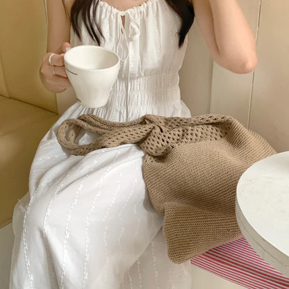 Crochet Tote Bag - Handwoven Hollow Knit Handbag for Women