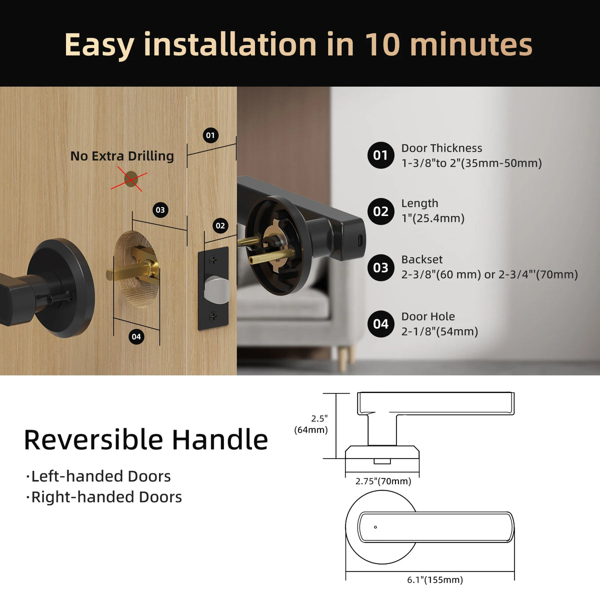 Smart Door Lock — Fingerprint, App, Keypad & Card, Bluetooth, Indoor