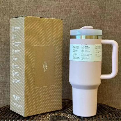 40oz Stainless Steel Insulated Travel Mug with Handle & Straw Lid