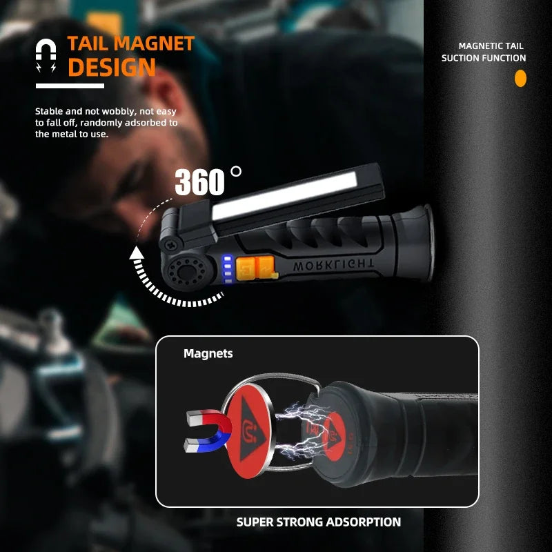 USB Rechargeable Magnetic LED Work Light