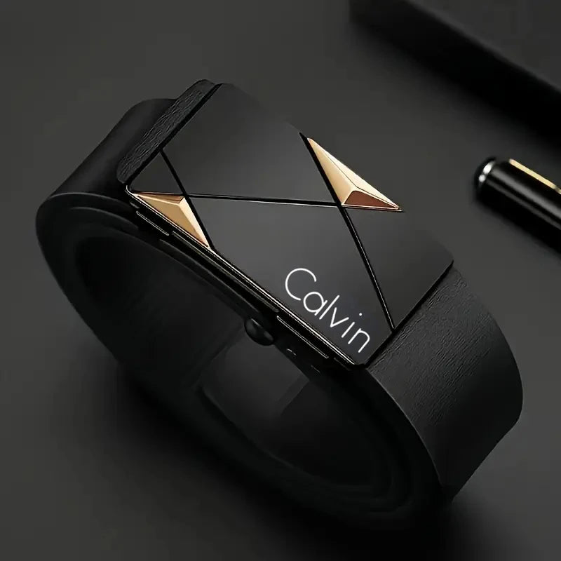 Men's PU Faux Leather Automatic Buckle Belt