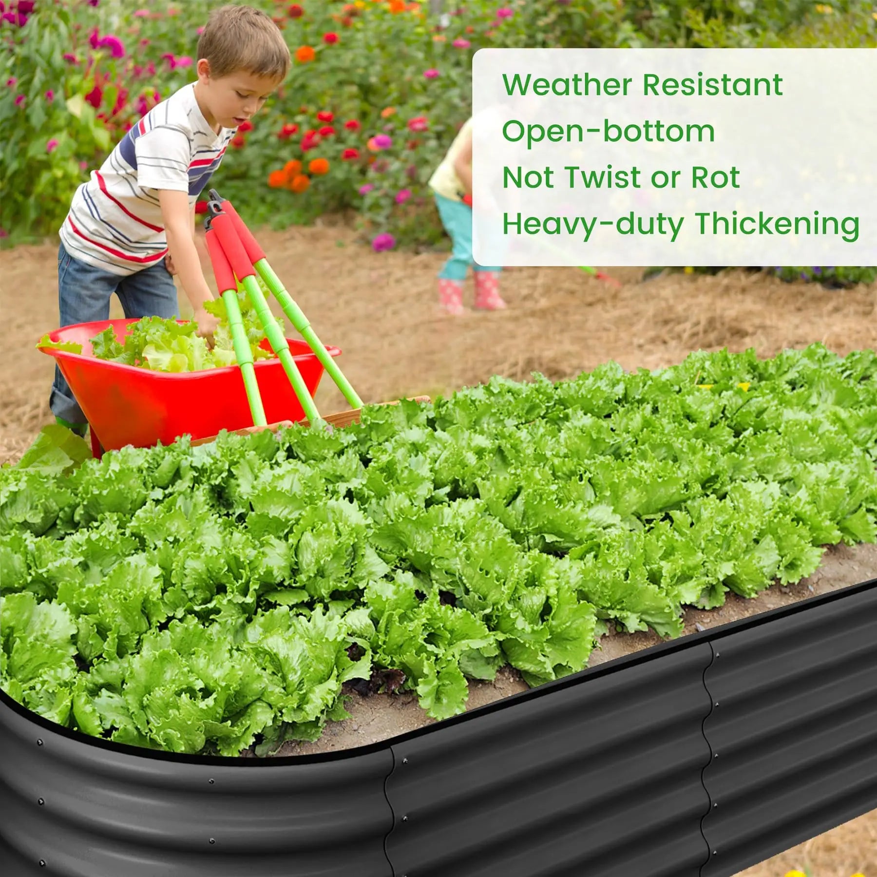 2-Pack Oval Galvanized Steel Raised Garden Bed – Anti-Rust Metal Planter Box for Vegetables, Herbs & Flowers - Flexivo