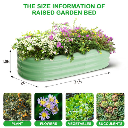 2-Pack Oval Galvanized Steel Raised Garden Bed – Anti-Rust Metal Planter Box for Vegetables, Herbs & Flowers - Flexivo