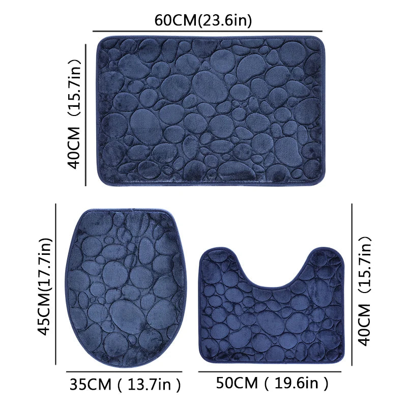 Microfiber Bathroom Mat Set — Non-Slip, Water-Absorbent (3 Pcs)