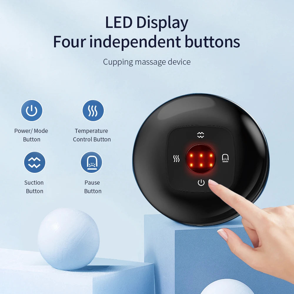 Smart Electric Cupping Device for Vacuum Therapy, Guasha Scraping & Red Light Heating - Flexivo