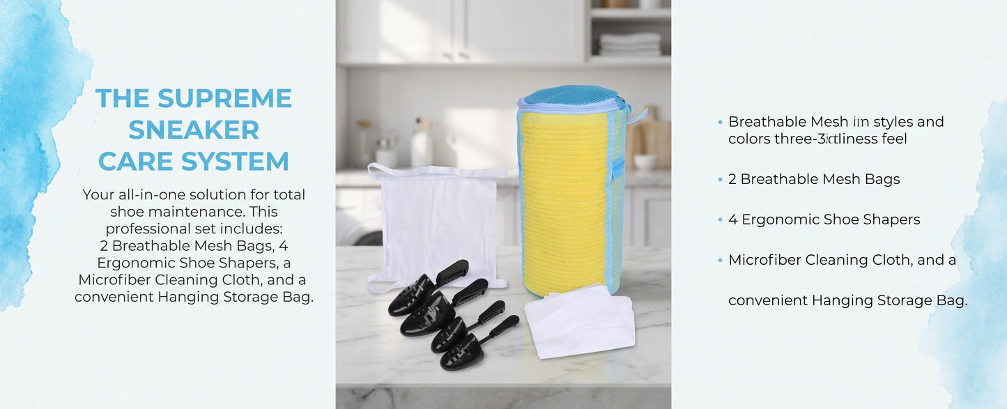 17-Piece Shoe Washing Bag & Laundry Kit with Adjustable Shoe Trees