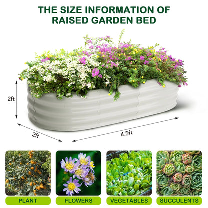 2-Pack Oval Galvanized Steel Raised Garden Bed – Anti-Rust Metal Planter Box for Vegetables, Herbs & Flowers - Flexivo