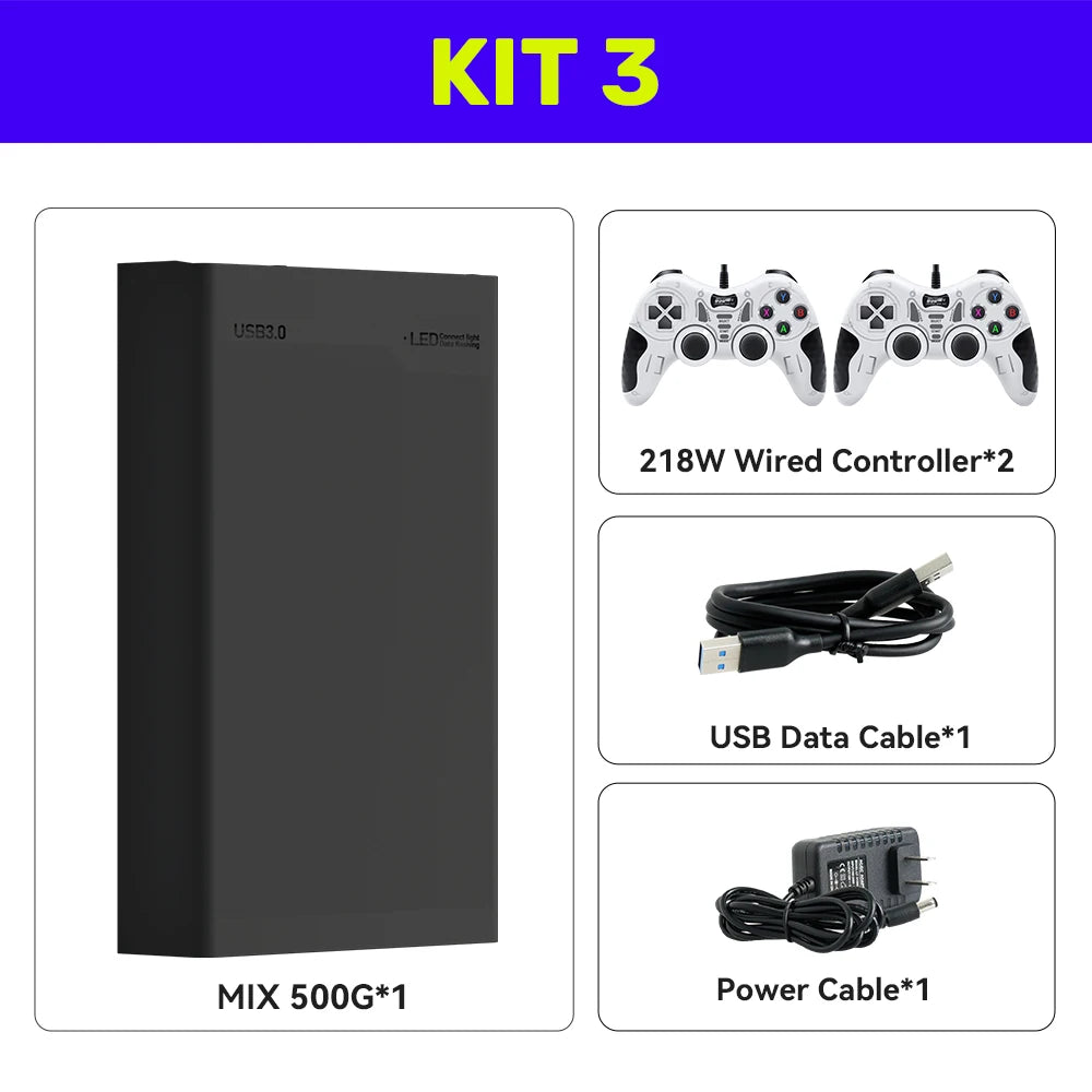 Retro Gaming External Hard Drive — 500GB, 38,000+ Games, 50+ Emulators (PS3/PS2/Switch/Xbox/Wii) - Flexivo