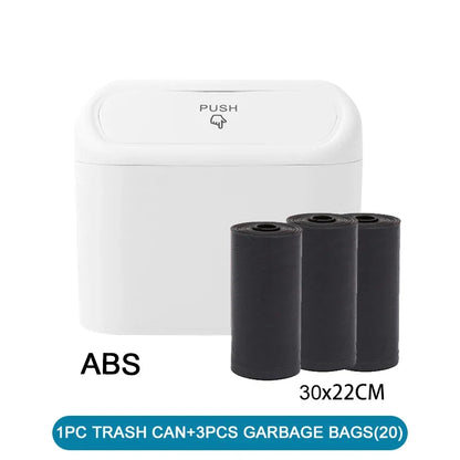 Mini Car Trash Can with Press-Open Lid