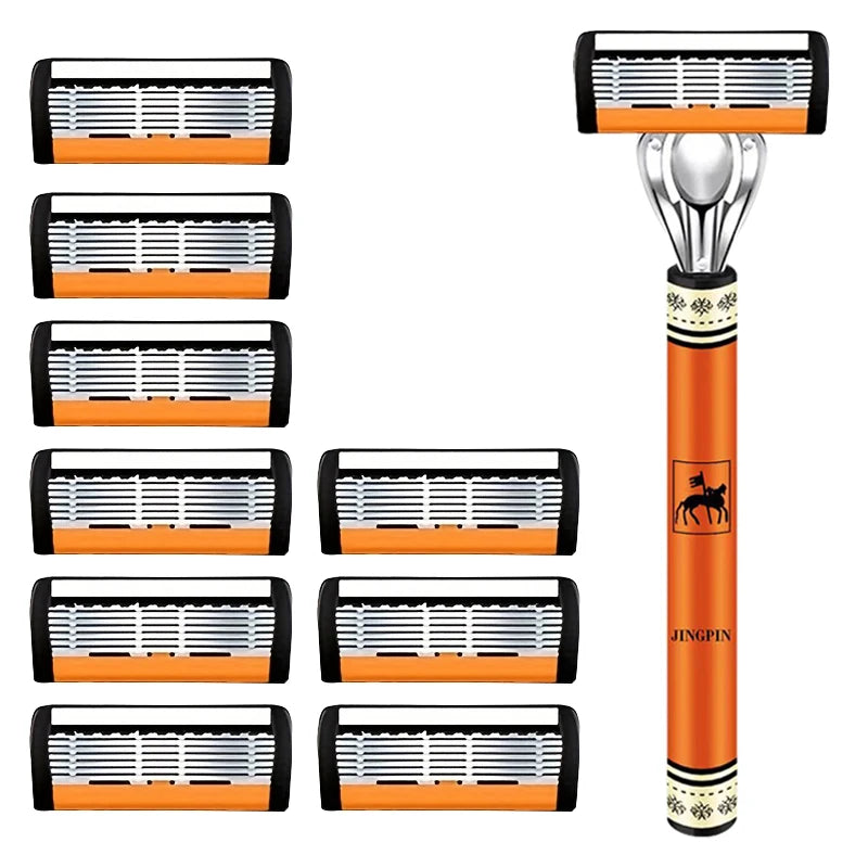 6-Layer Safety Razor Set with Stainless Steel Blades
