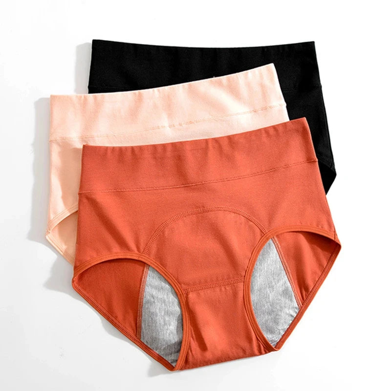 Cotton Menstrual Period Underwear – High Waist, Leak-Proof Briefs (M–XXL)