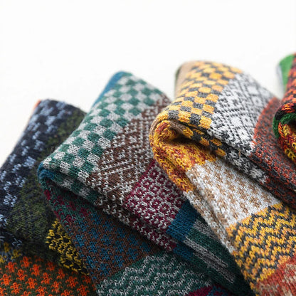 Men's Patterned Winter Crew Socks, 5 Pairs