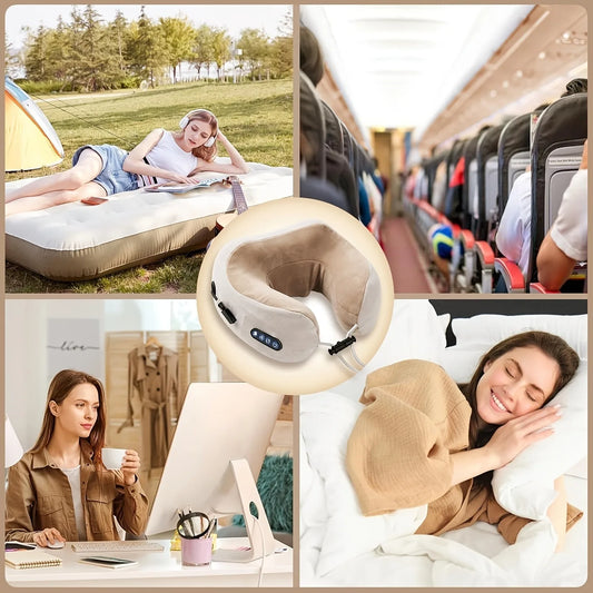 Rechargeable U-Shaped Neck Massage Pillow - Travel, Car, Office & Home Use