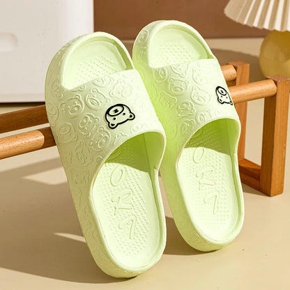 Little Bear Print Indoor Slides, Non-Slip Casual Slippers