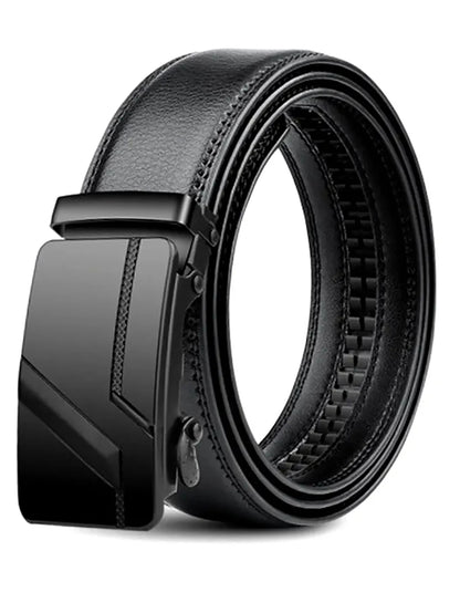 Men's Black PU Belt with Automatic Buckle