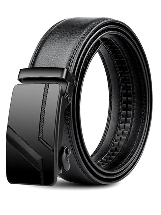 Men's Black PU Belt with Automatic Buckle
