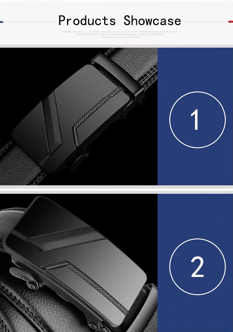 Men's Black PU Belt with Automatic Buckle