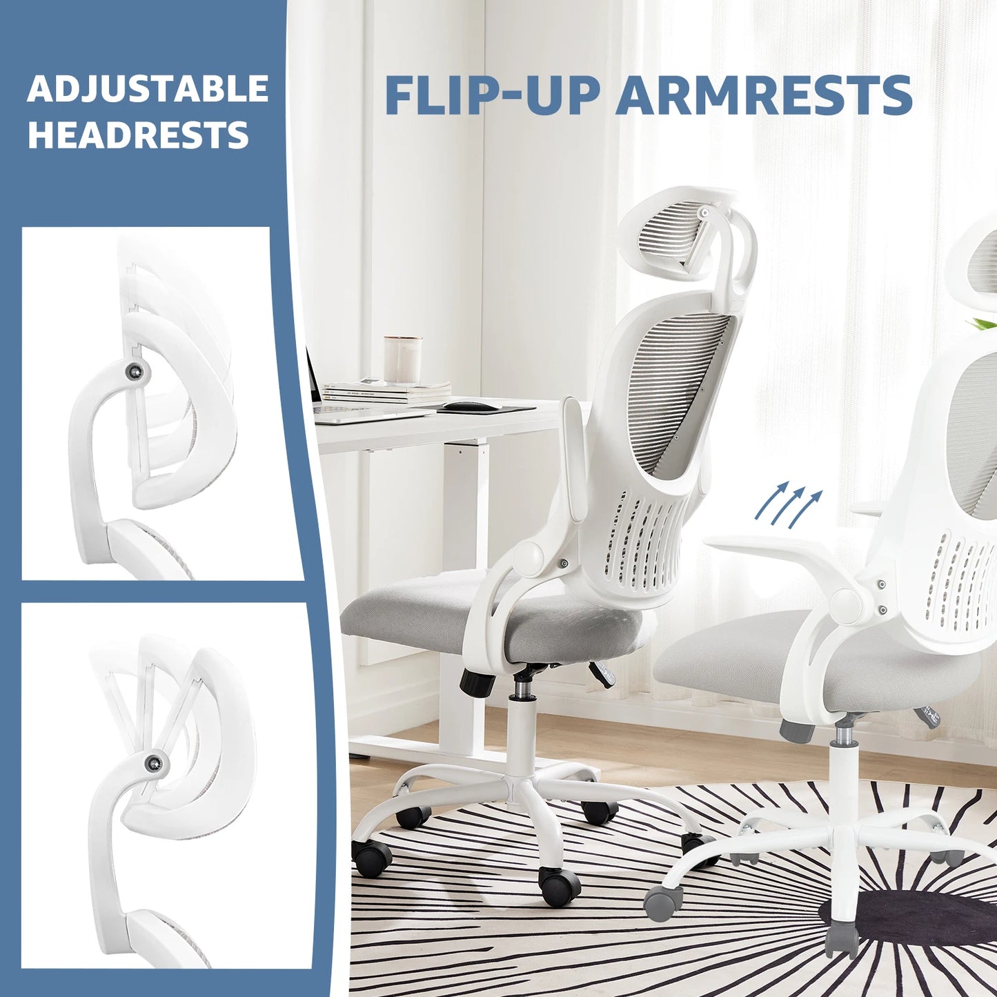 Ergonomic Mesh Office Chair with Flip-Up Arms & Adjustable Headrest