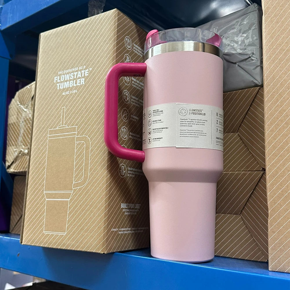 40oz Stainless Steel Insulated Travel Mug with Handle & Straw Lid