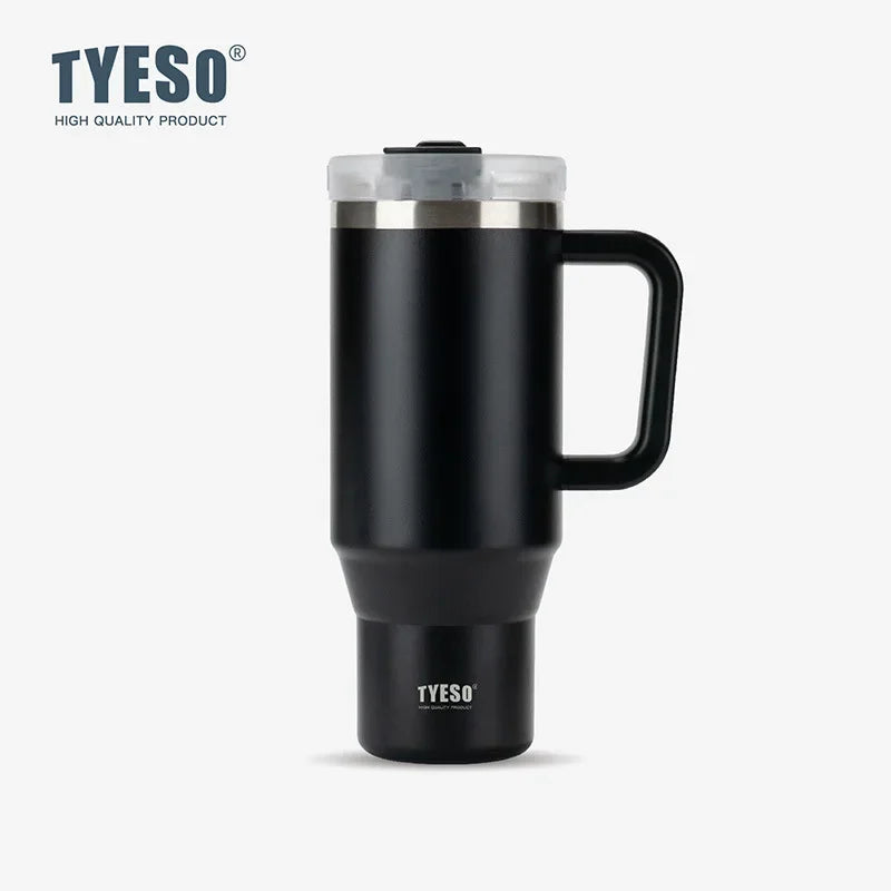 TYESO Vacuum Insulated Travel Mug with Handle & Straw - 900ml & 1200ml