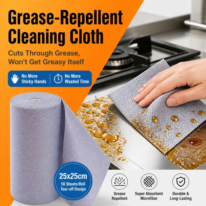 Non-Stick Microfiber Kitchen Cleaning Cloths – 50-Pack Tear-Off Roll