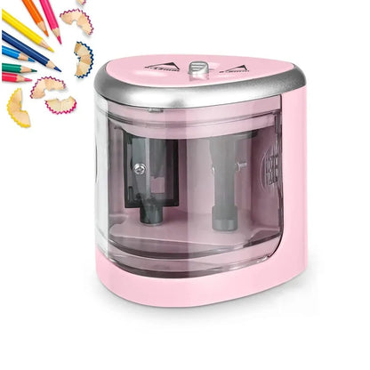 Dual-Hole Electric Pencil Sharpener — Auto, Fast & Quiet