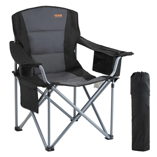 Portable Camping Folding Chair – 350lb Capacity, Padded Arms & 3 Storage Bags