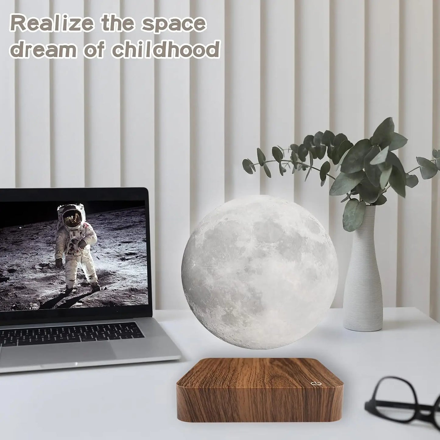 Magnetic Levitating Moon Lamp with Wooden Base