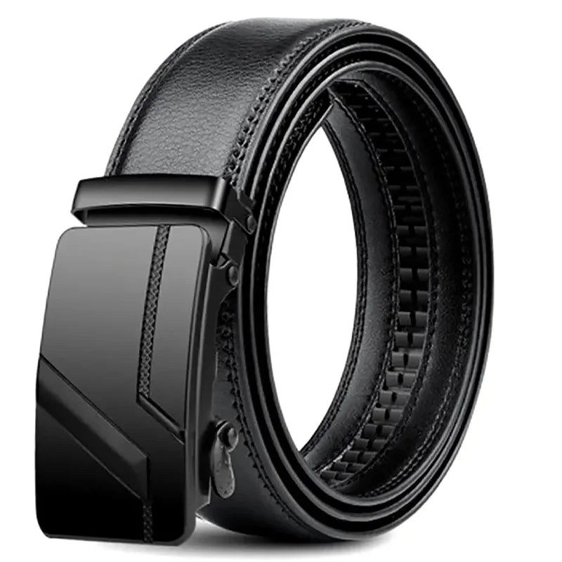 Men's Black PU Belt with Automatic Buckle