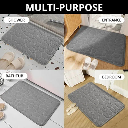 Memory Foam Pebble Embossed Bath Mat — Anti-Slip, Soft & Easy to Clean