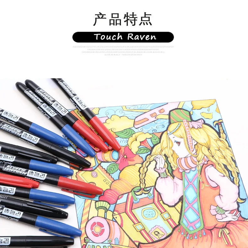 6-Pack Permanent Marker Pens — Waterproof, Quick-Dry, Fine Tip
