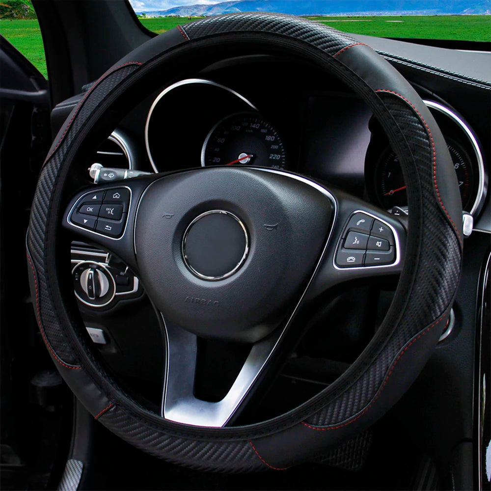 PU Steering Wheel Cover for 14.5–15 in Wheels