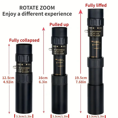 HD Monocular Telescope 10-300x Zoom — Portable for Hunting & Outdoor