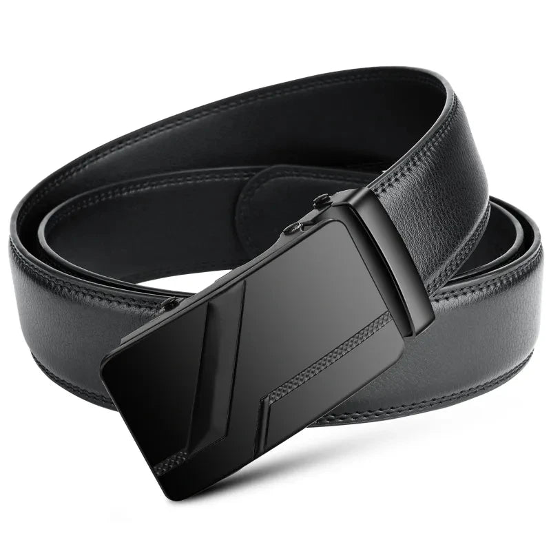 Men's Black PU Belt with Automatic Buckle