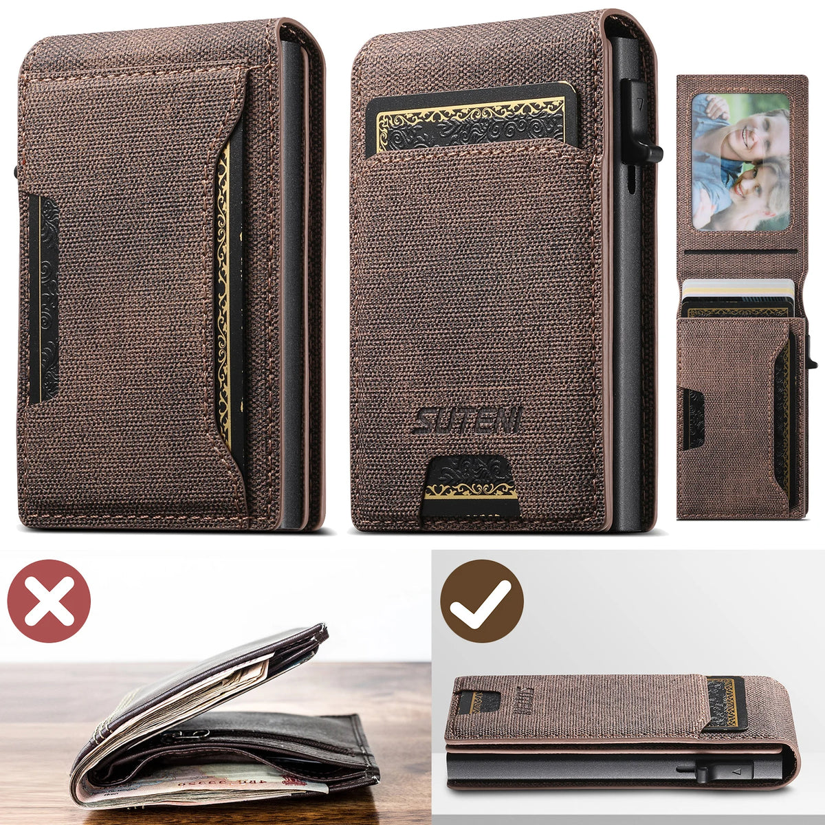 Faux Leather Card Holder Wallet – Holds Up to 12 Cards