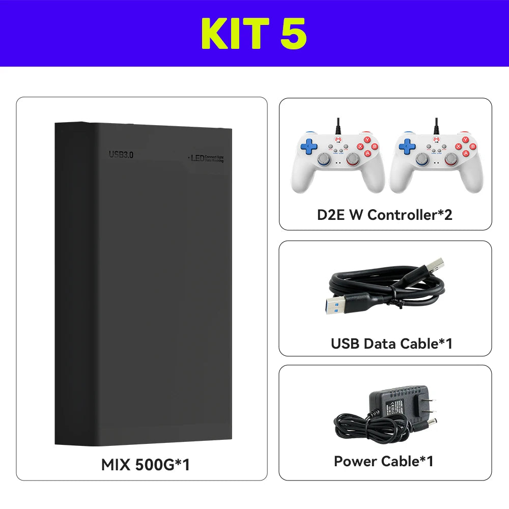 Retro Gaming External Hard Drive — 500GB, 38,000+ Games, 50+ Emulators (PS3/PS2/Switch/Xbox/Wii) - Flexivo