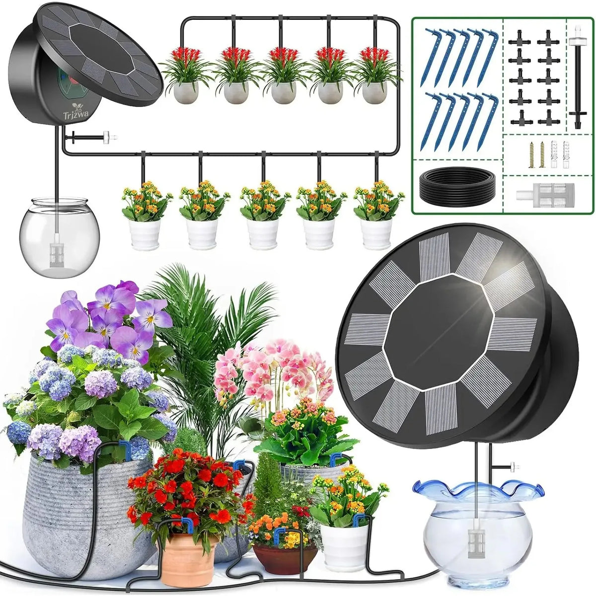 Solar Drip Irrigation Kit with Programmable Timer