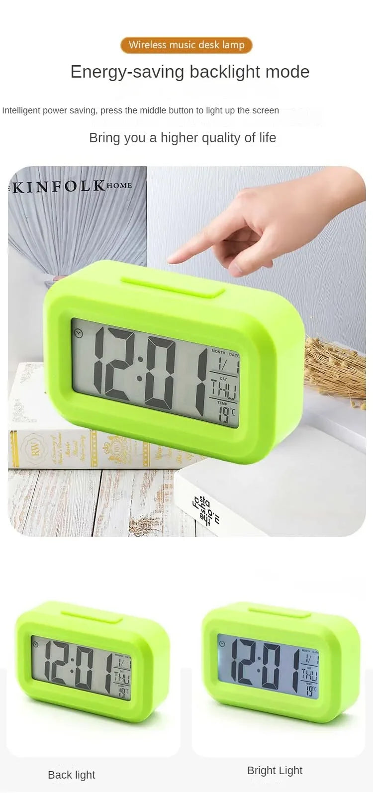 LED Digital Alarm Clock with Temperature & Date Display