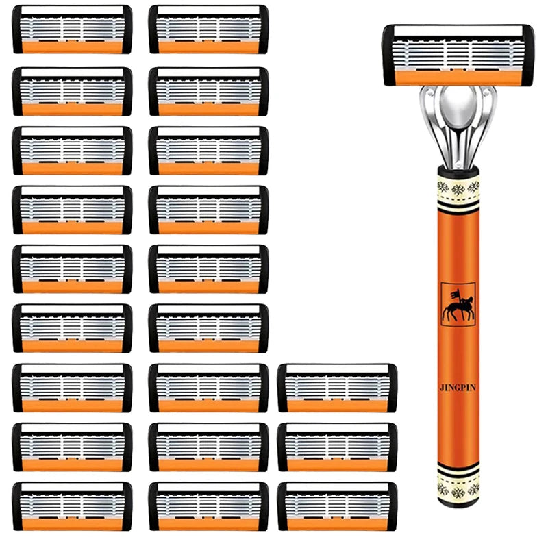 6-Layer Safety Razor Set with Stainless Steel Blades