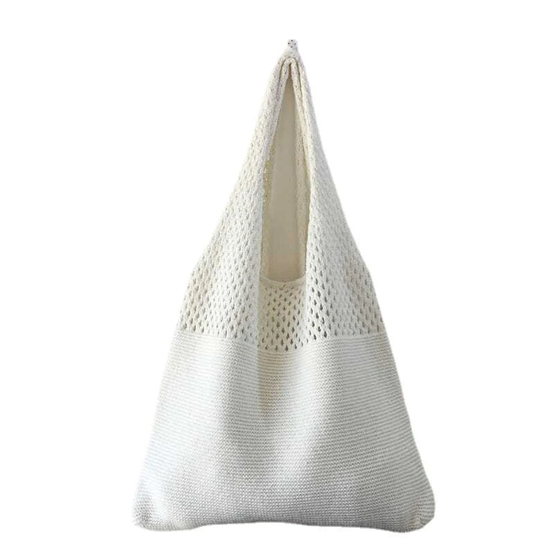 Crochet Tote Bag - Handwoven Hollow Knit Handbag for Women