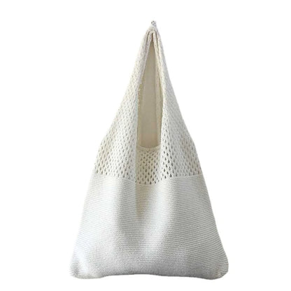 Crochet Tote Bag - Handwoven Hollow Knit Handbag for Women