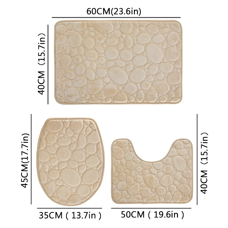 Microfiber Bathroom Mat Set — Non-Slip, Water-Absorbent (3 Pcs)