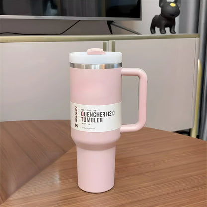 40oz Stainless Steel Insulated Travel Mug with Handle & Straw Lid