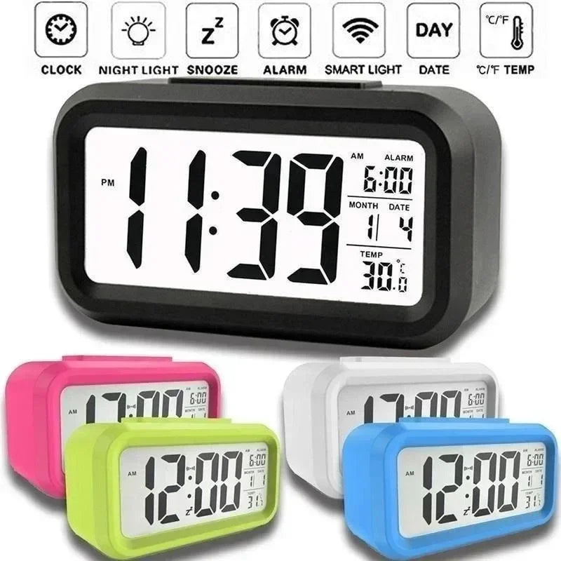 LED Digital Alarm Clock with Temperature & Date Display