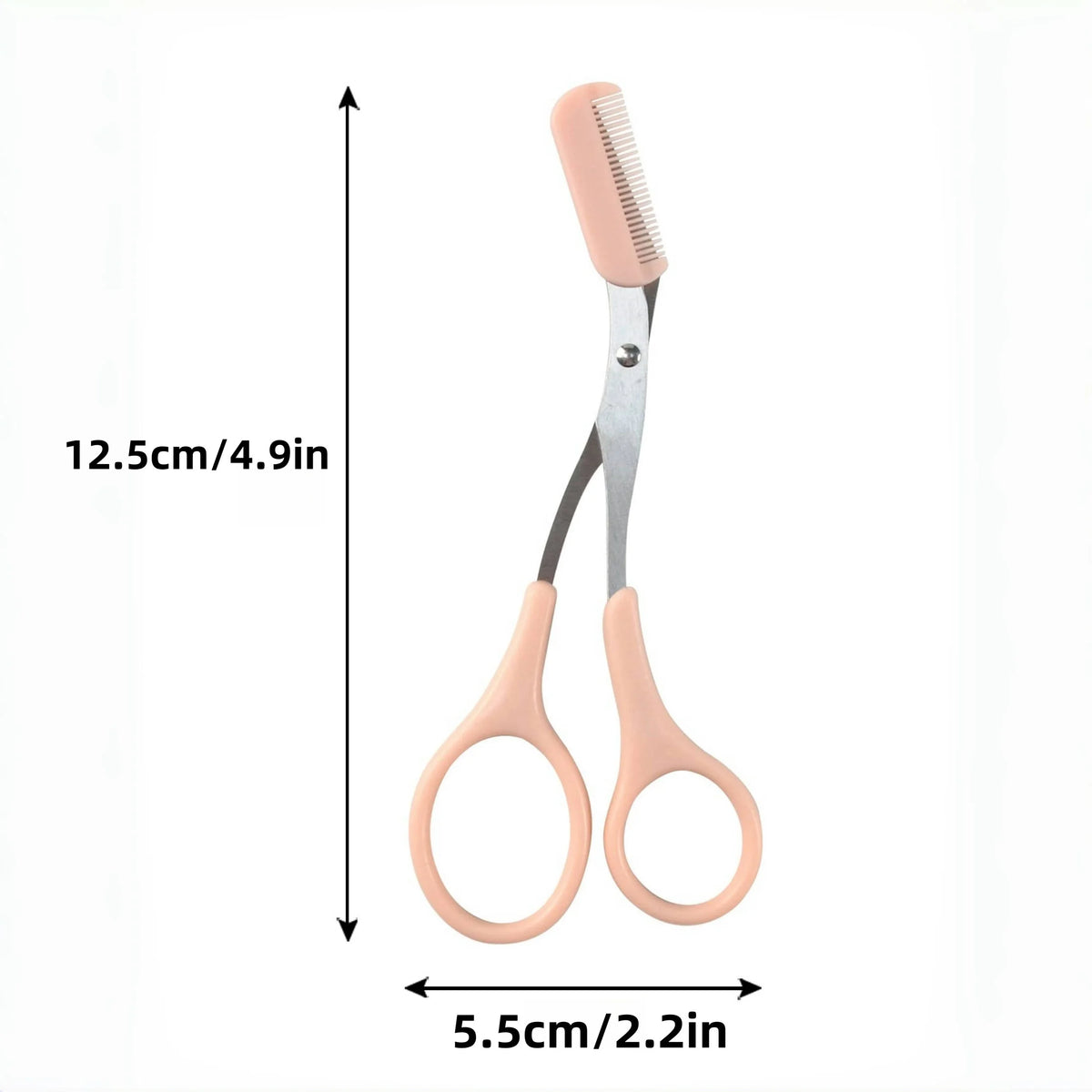 Eyebrow Trimming Scissors with Built-In Comb — Stainless Steel Grooming Tool
