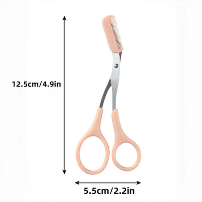 Eyebrow Trimming Scissors with Built-In Comb — Stainless Steel Grooming Tool